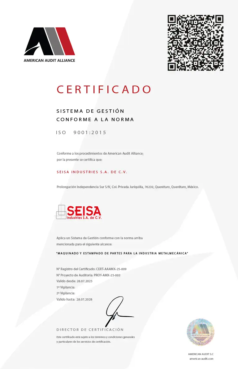 CERT-AAAMX-25-009 SEISA INDUSTRIES-ESPANOL